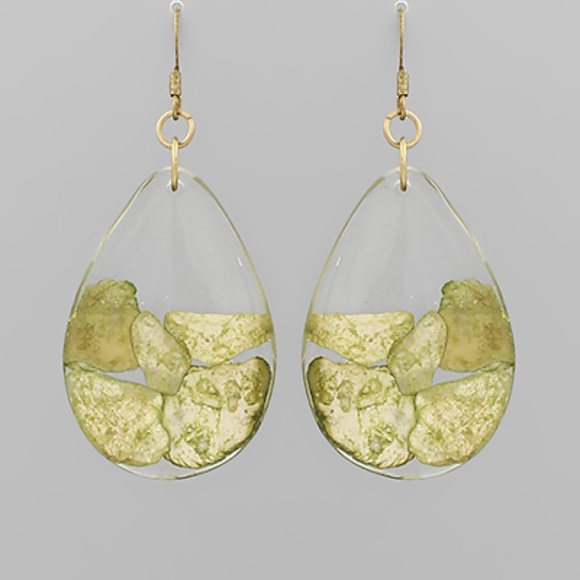 Clear Resin Capiz Teardrop Earrings - Picture 1 of 1